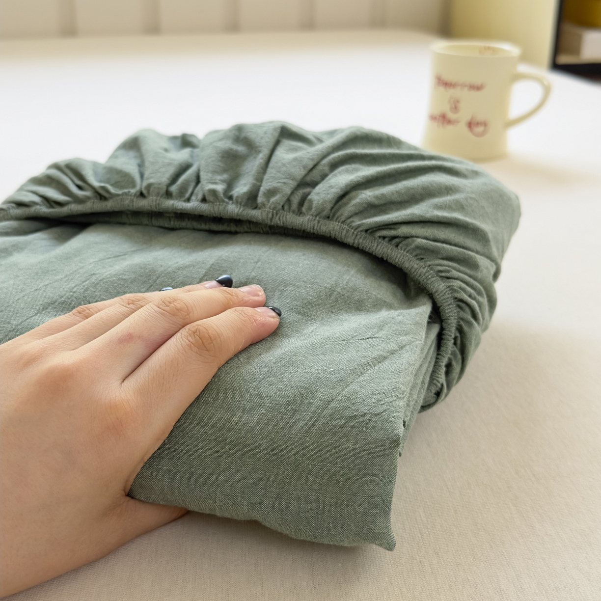 91家纺网 家纺一手货源 找家纺 宜家坊 2025新款A类色织全棉水洗棉床单单件纯棉格子纯色学生宿舍定制定做 纯色-草绿