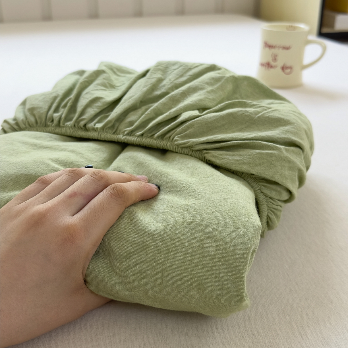 91家纺网 家纺一手货源 找家纺 宜家坊 2025新款A类色织全棉水洗棉床单单件纯棉格子纯色学生宿舍定制定做 纯色-果绿