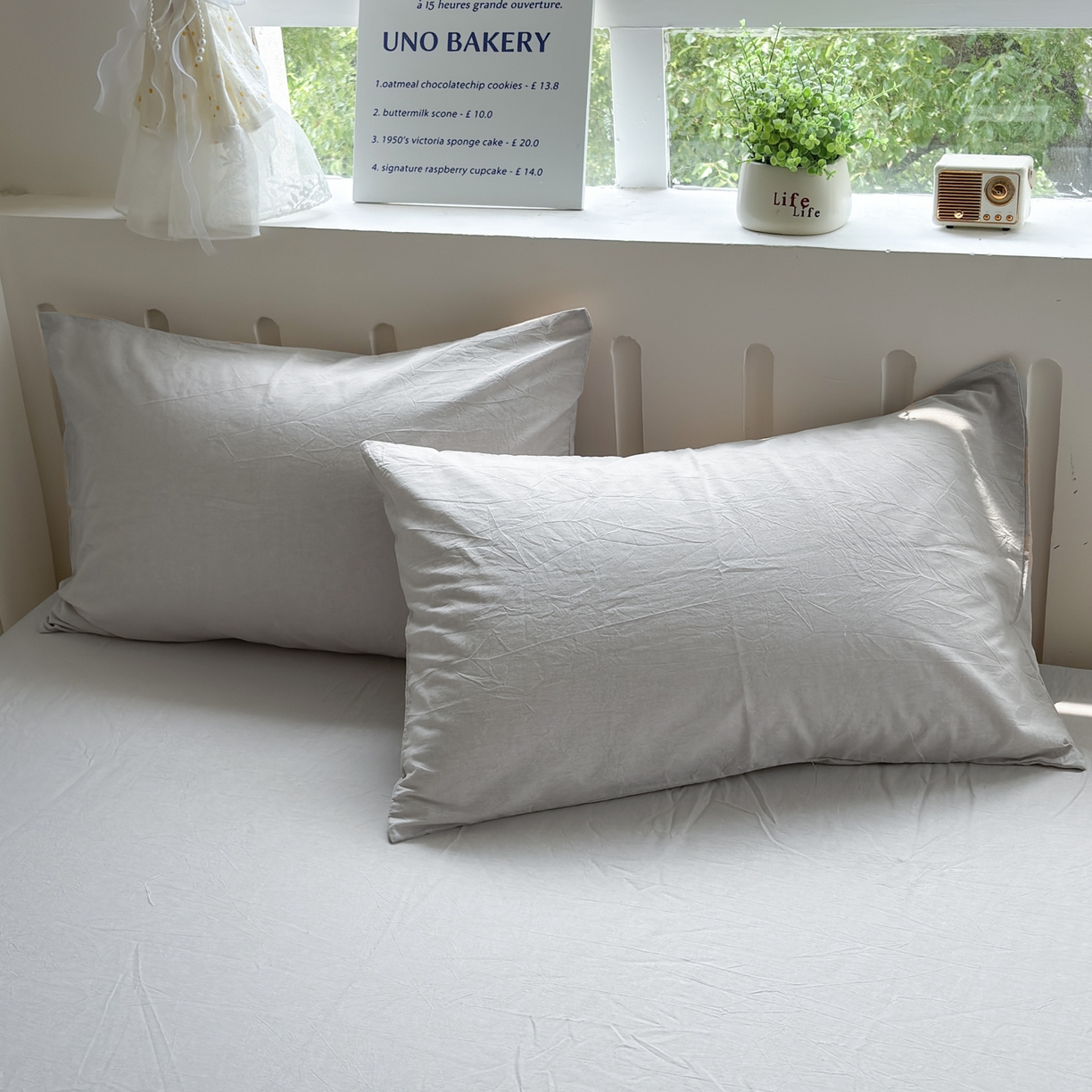 91家纺网 家纺一手货源 找家纺 宜家坊 2025新款A类全棉色织水洗棉四件套纯棉格子纯色被套学生宿舍三件套定制定做 纯色-浅灰