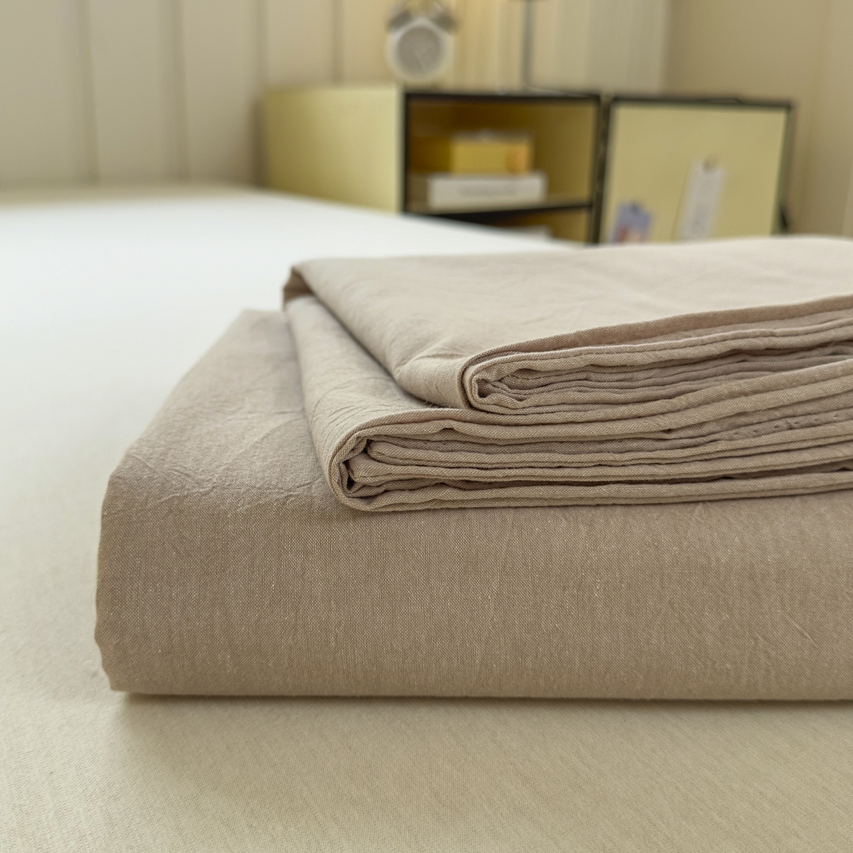 宜家坊 2025新款A类色织全棉水洗棉床单单件纯棉格子纯色学生宿舍定制定做 纯色-土密