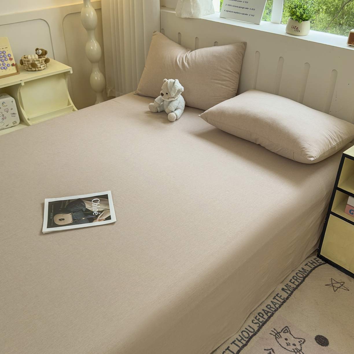 91家纺网 家纺一手货源 找家纺 宜家坊 2025新款A类色织全棉水洗棉床单单件纯棉格子纯色学生宿舍定制定做 纯色-土密