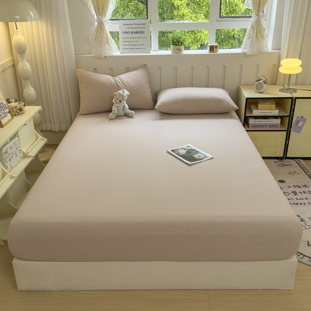 91家纺网 家纺一手货源 找家纺 宜家坊 2025新款A类色织全棉水洗棉床单单件纯棉格子纯色学生宿舍定制定做 纯色-土密