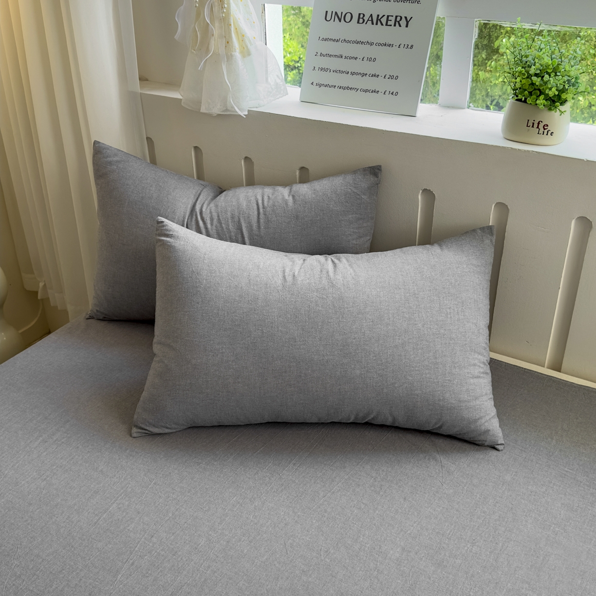 91家纺网 家纺一手货源 找家纺 宜家坊 2025新款A类全棉色织水洗棉四件套纯棉格子纯色被套学生宿舍三件套定制定做 纯色-烟灰