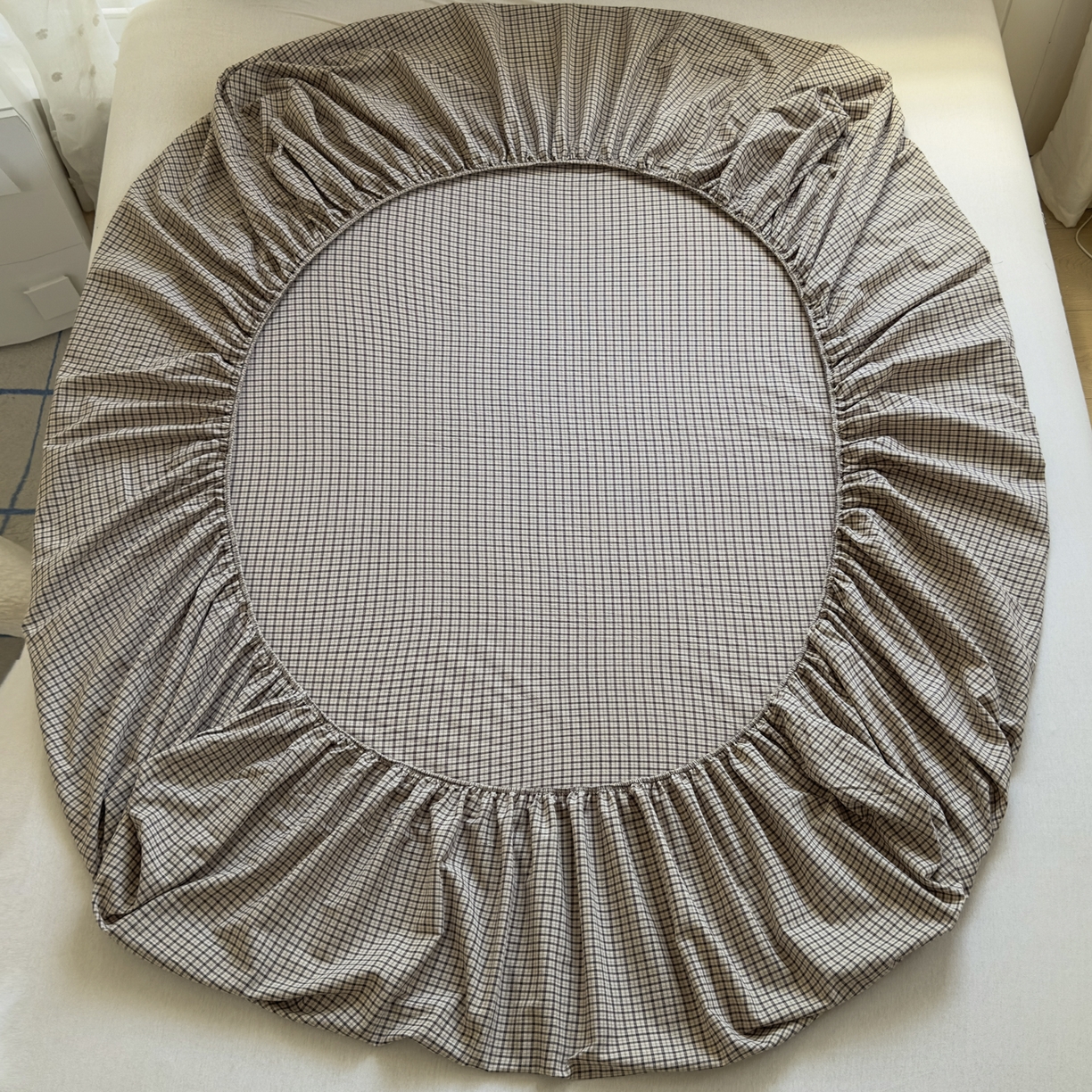 91家纺网 家纺一手货源 找家纺 （总）宜家坊 2025新款A类色织全棉水洗棉床笠单件纯棉格子纯色学生宿舍定制定做