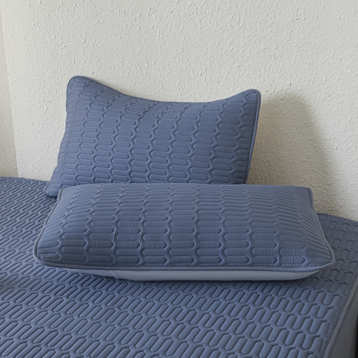 91家纺网 家纺一手货源 找家纺 曼陀罗 2025新款A类新疆棉花夹棉防水床笠 小竹纹-宾蓝