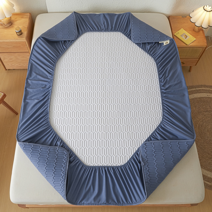 91家纺网 家纺一手货源 找家纺 曼陀罗 2025新款A类新疆棉花夹棉防水床笠 小竹纹-宾蓝