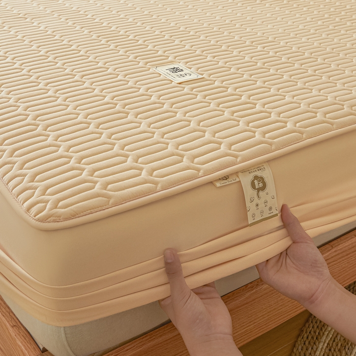 曼陀罗 2025新款A类新疆棉花夹棉防水床笠 小竹纹-卡其