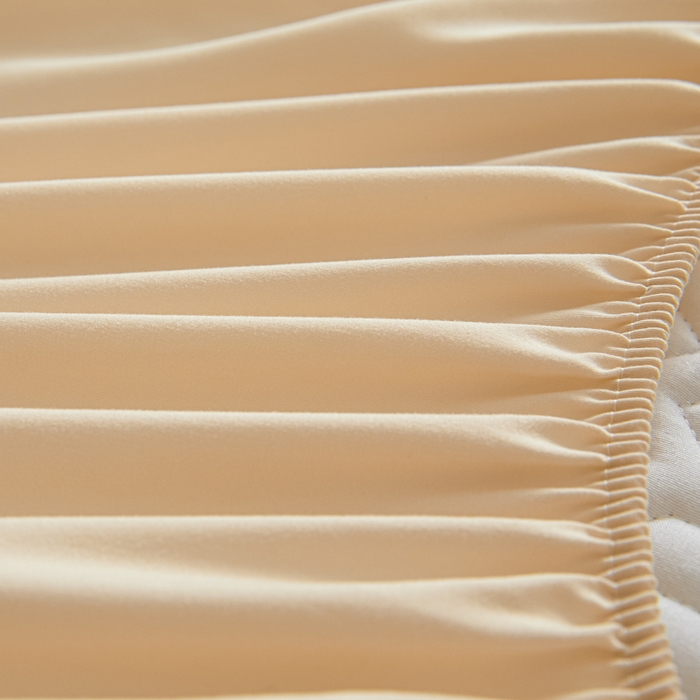 91家纺网 家纺一手货源 找家纺 曼陀罗 2025新款A类新疆棉花夹棉防水床笠 小竹纹-卡其