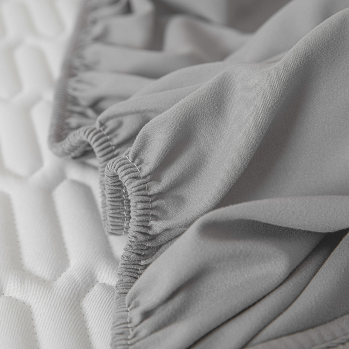 91家纺网 家纺一手货源 找家纺 曼陀罗 2025新款A类新疆棉花夹棉防水床笠 小竹纹-深灰