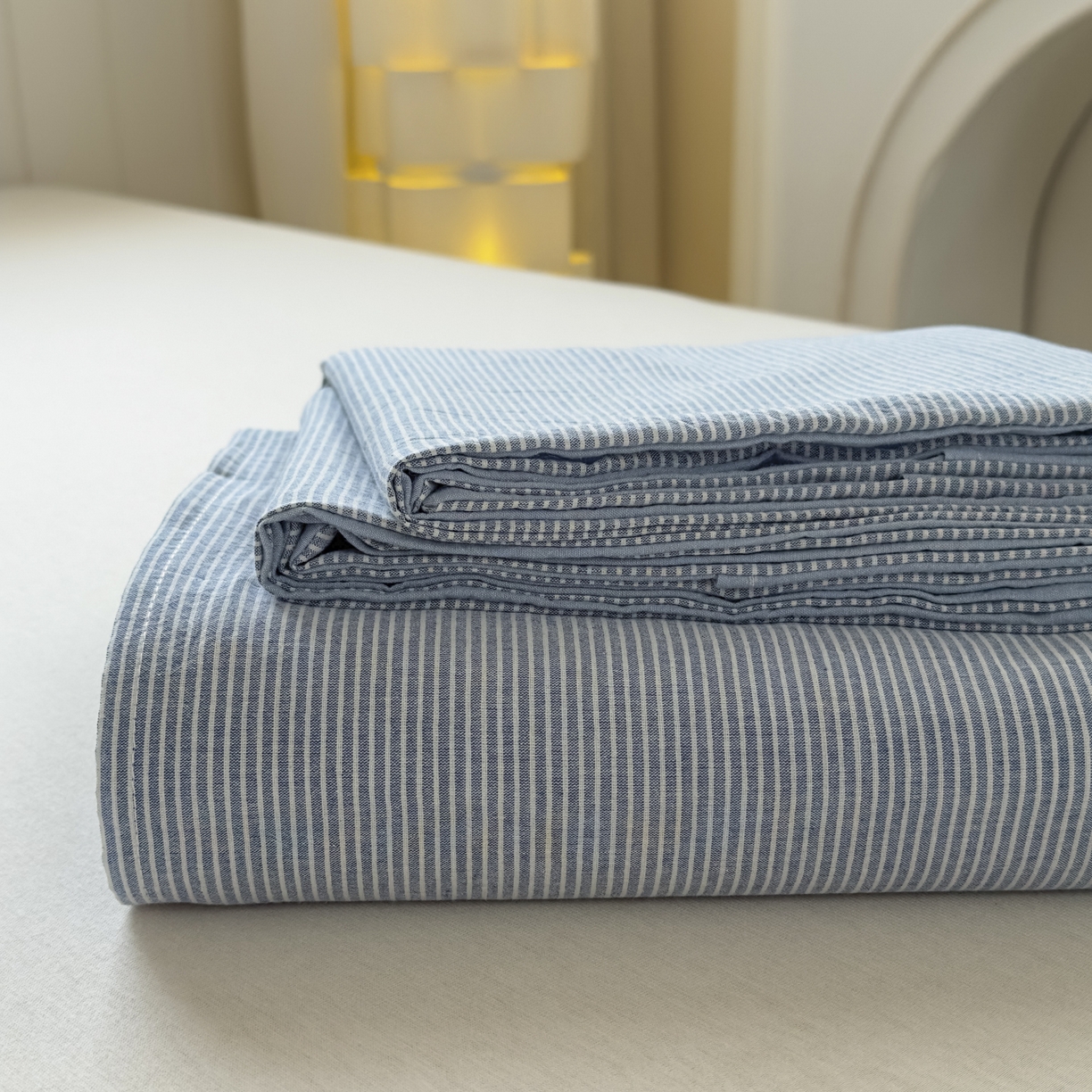 91家纺网 家纺一手货源 找家纺 宜家坊 2025新款A类色织全棉水洗棉床笠单件纯棉格子纯色学生宿舍定制定做 密条-浅蓝