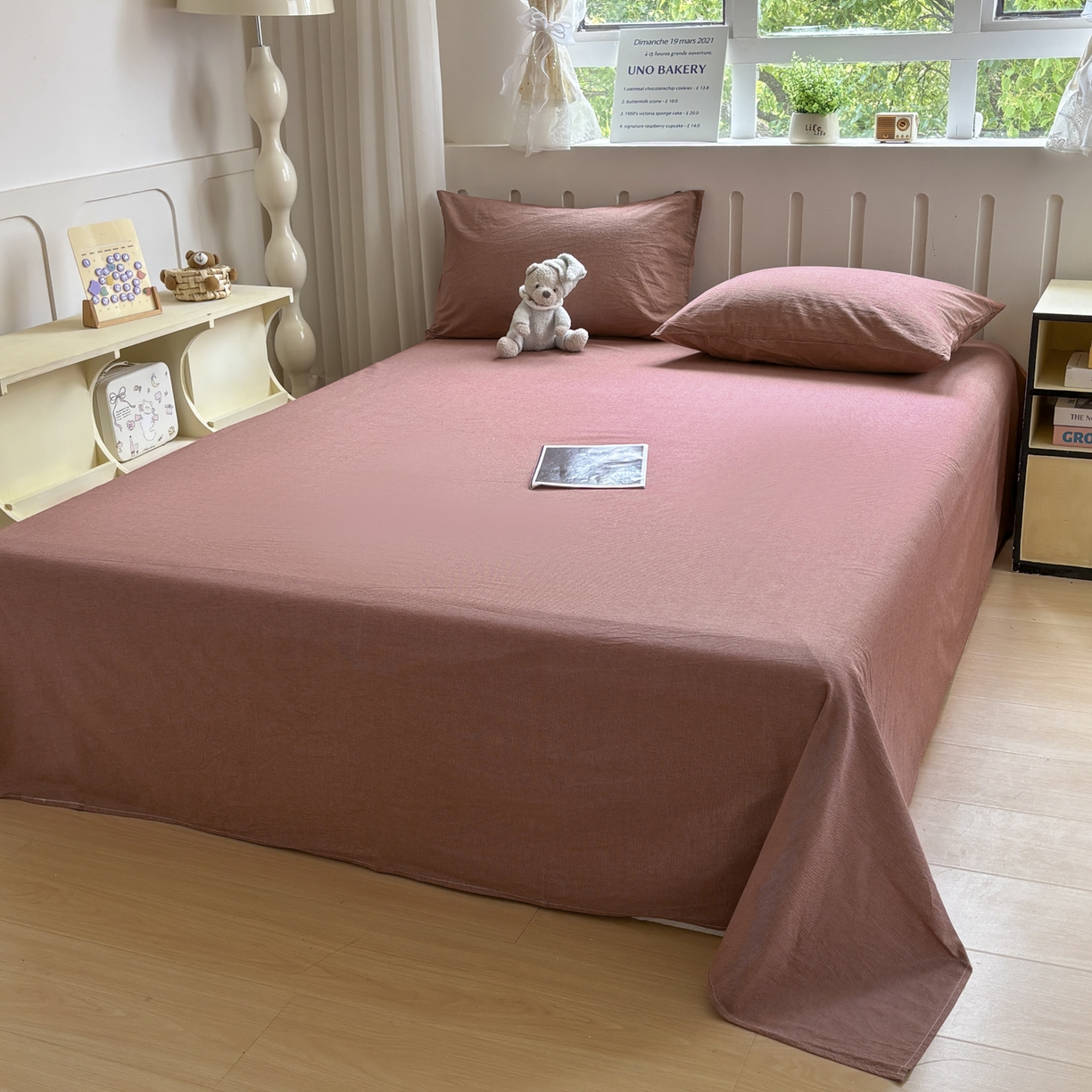 91家纺网 家纺一手货源 找家纺 宜家坊 2025新款A类全棉色织水洗棉被套单件纯棉格子纯色学生宿舍被罩定制定做 纯棉素-红