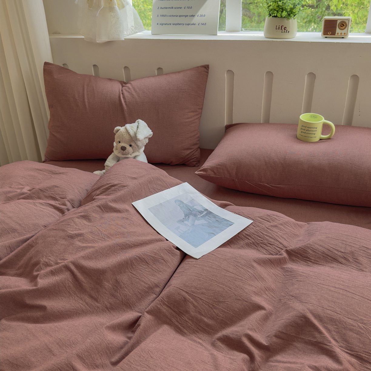 91家纺网 家纺一手货源 找家纺 宜家坊 2025新款A类全棉色织水洗棉被套单件纯棉格子纯色学生宿舍被罩定制定做 纯棉素-红