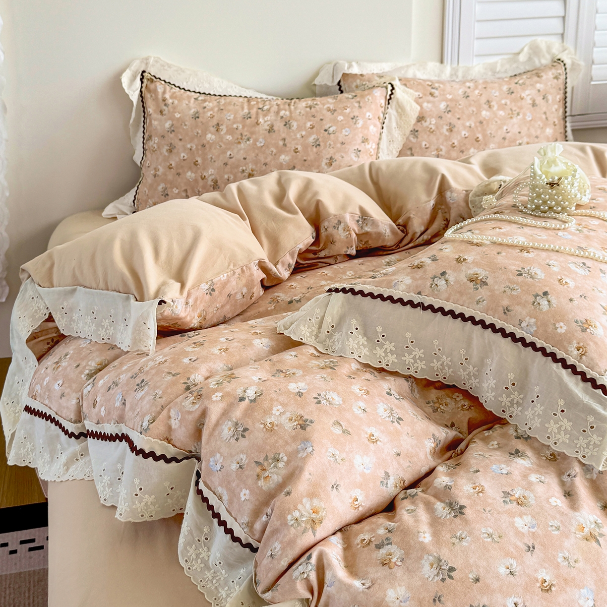 91家纺网 家纺一手货源 找家纺 （总）星座家纺 2025新款秋冬全棉花边数码印花磨毛四件套