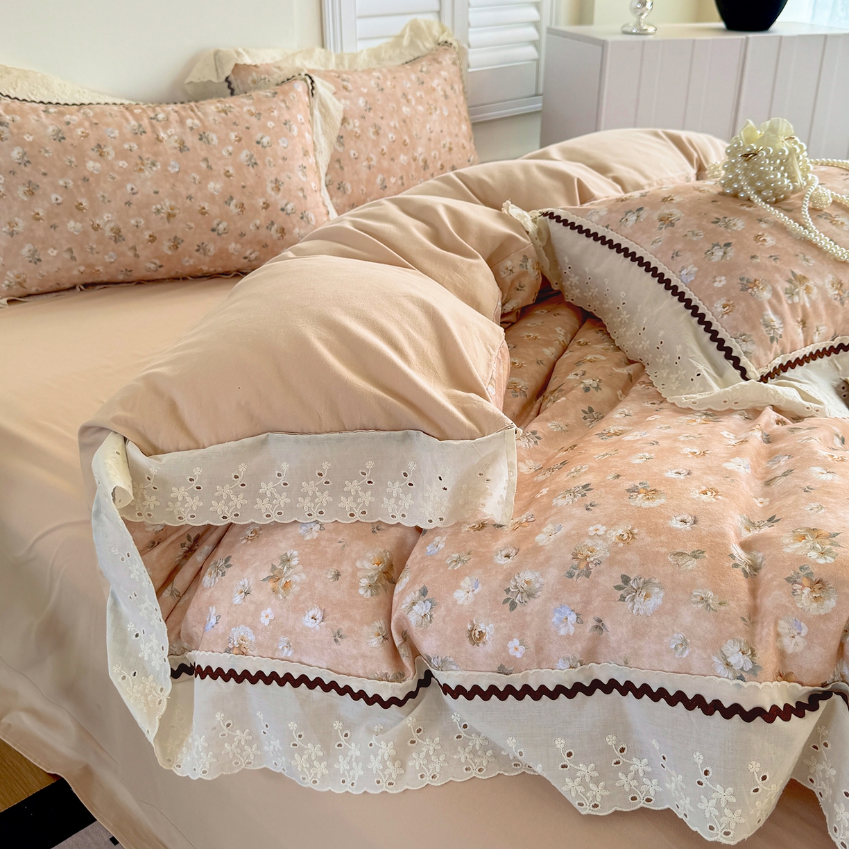 91家纺网 家纺一手货源 找家纺 （总）星座家纺 2025新款秋冬全棉花边数码印花磨毛四件套