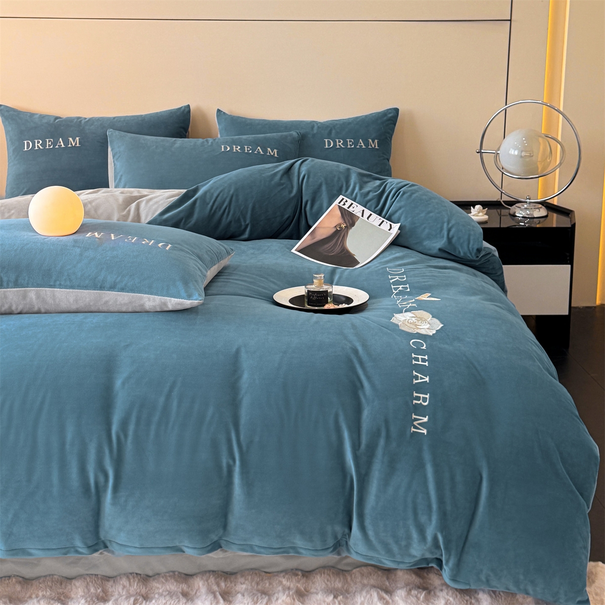 91家纺网 家纺一手货源 找家纺 （总）云棉坊 2025新款水晶绒刺绣四件套-初见