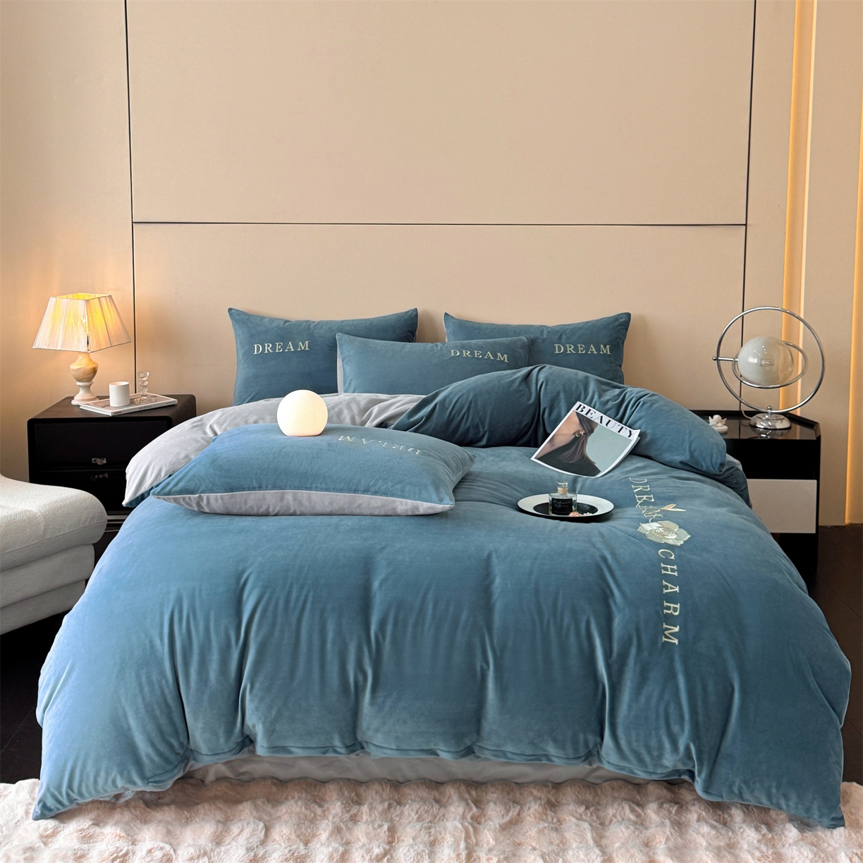 91家纺网 家纺一手货源 找家纺 （总）云棉坊 2025新款水晶绒刺绣四件套-初见