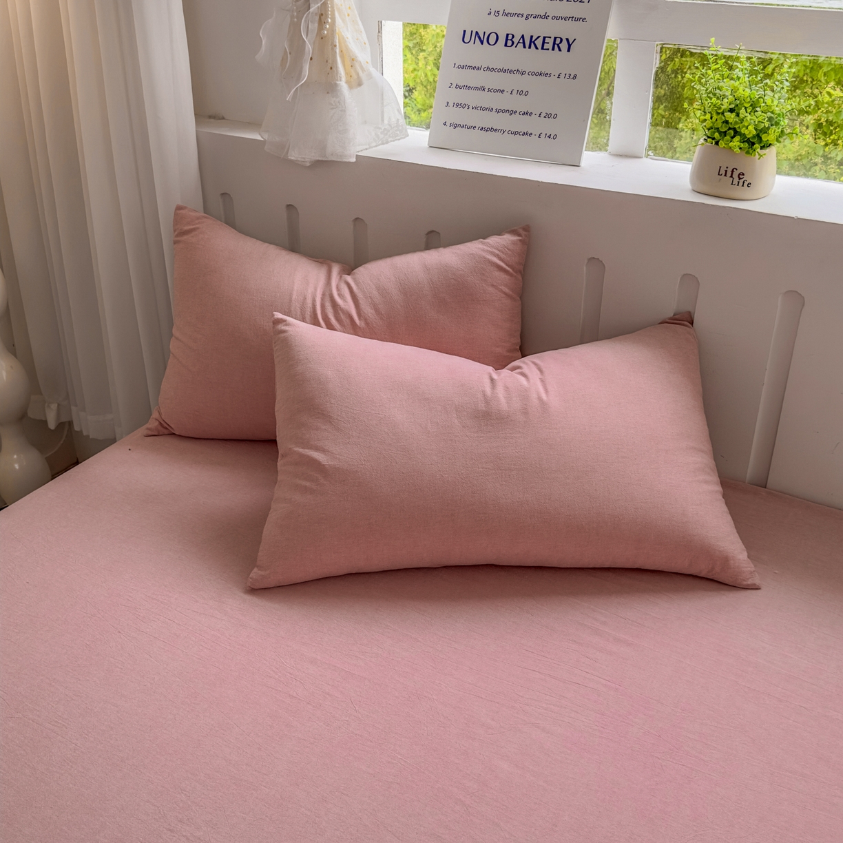 91家纺网 家纺一手货源 找家纺 宜家坊 2025新款A类全棉色织水洗棉被套单件纯棉格子纯色学生宿舍被罩定制定做 纯色-藕粉