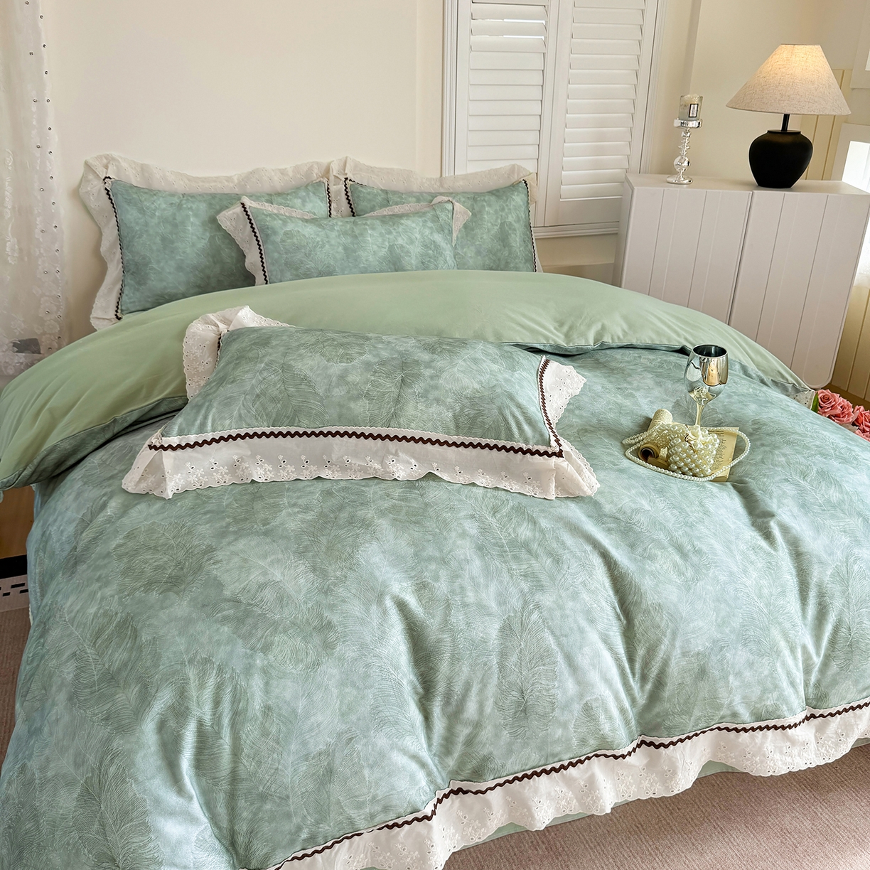 91家纺网 家纺一手货源 找家纺 （总）星座家纺 2025新款秋冬全棉花边数码印花磨毛四件套