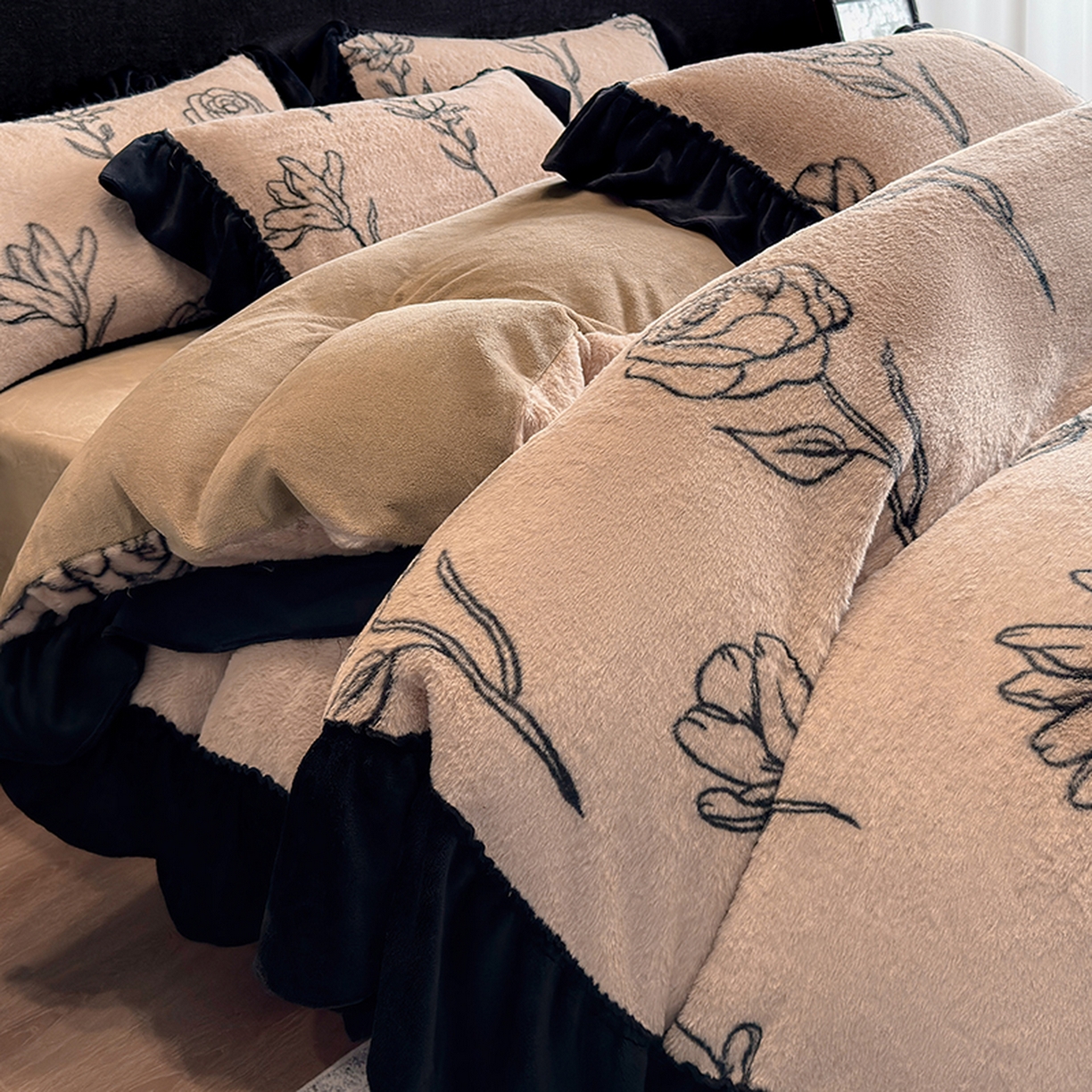 91家纺网 家纺一手货源 找家纺 （总）优悦生活馆 2025新款兔毛绒牛奶绒保暖四件套