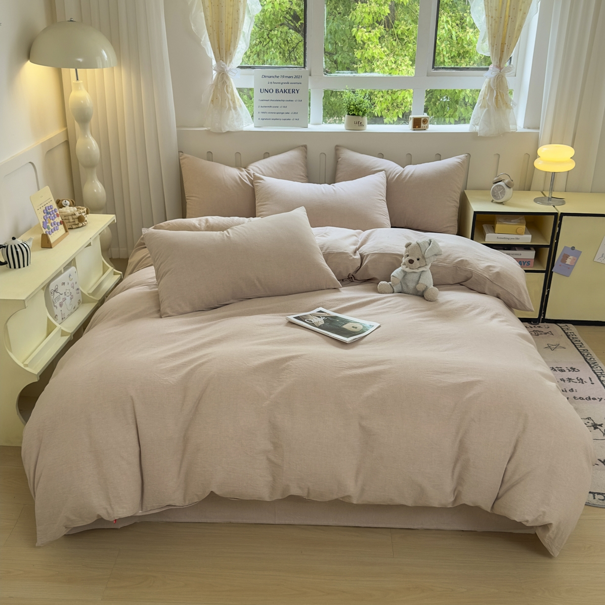 91家纺网 家纺一手货源 找家纺 宜家坊 2025新款A类全棉色织水洗棉被套单件纯棉格子纯色学生宿舍被罩定制定做 纯色-土密