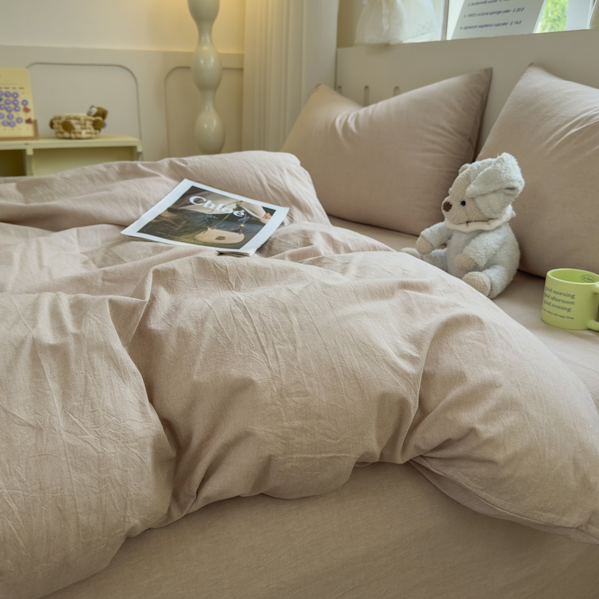 91家纺网 家纺一手货源 找家纺 宜家坊 2025新款A类全棉色织水洗棉被套单件纯棉格子纯色学生宿舍被罩定制定做 纯色-土密