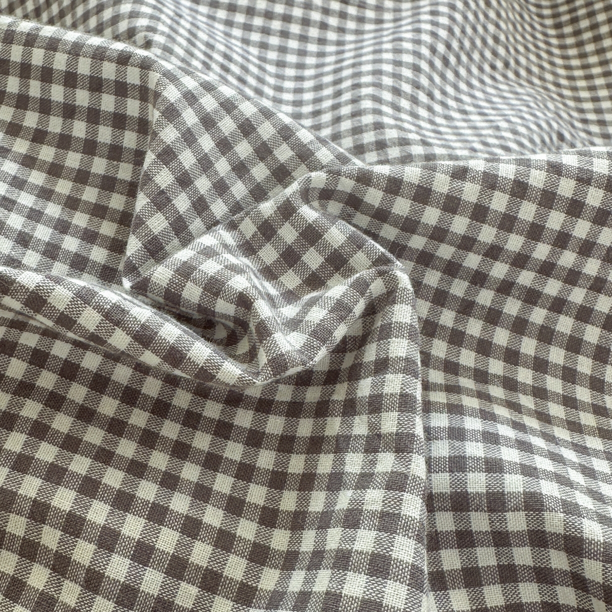 91家纺网 家纺一手货源 找家纺 宜家坊 2025新款A类全棉色织水洗棉被套单件纯棉格子纯色学生宿舍被罩定制定做 密格-烟灰