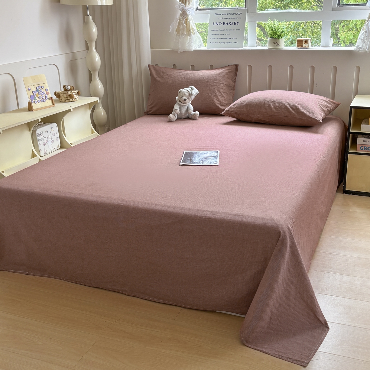 91家纺网 家纺一手货源 找家纺 宜家坊 2025新款A类全棉色织水洗棉被套单件纯棉格子纯色学生宿舍被罩定制定做 沐风-焦糖