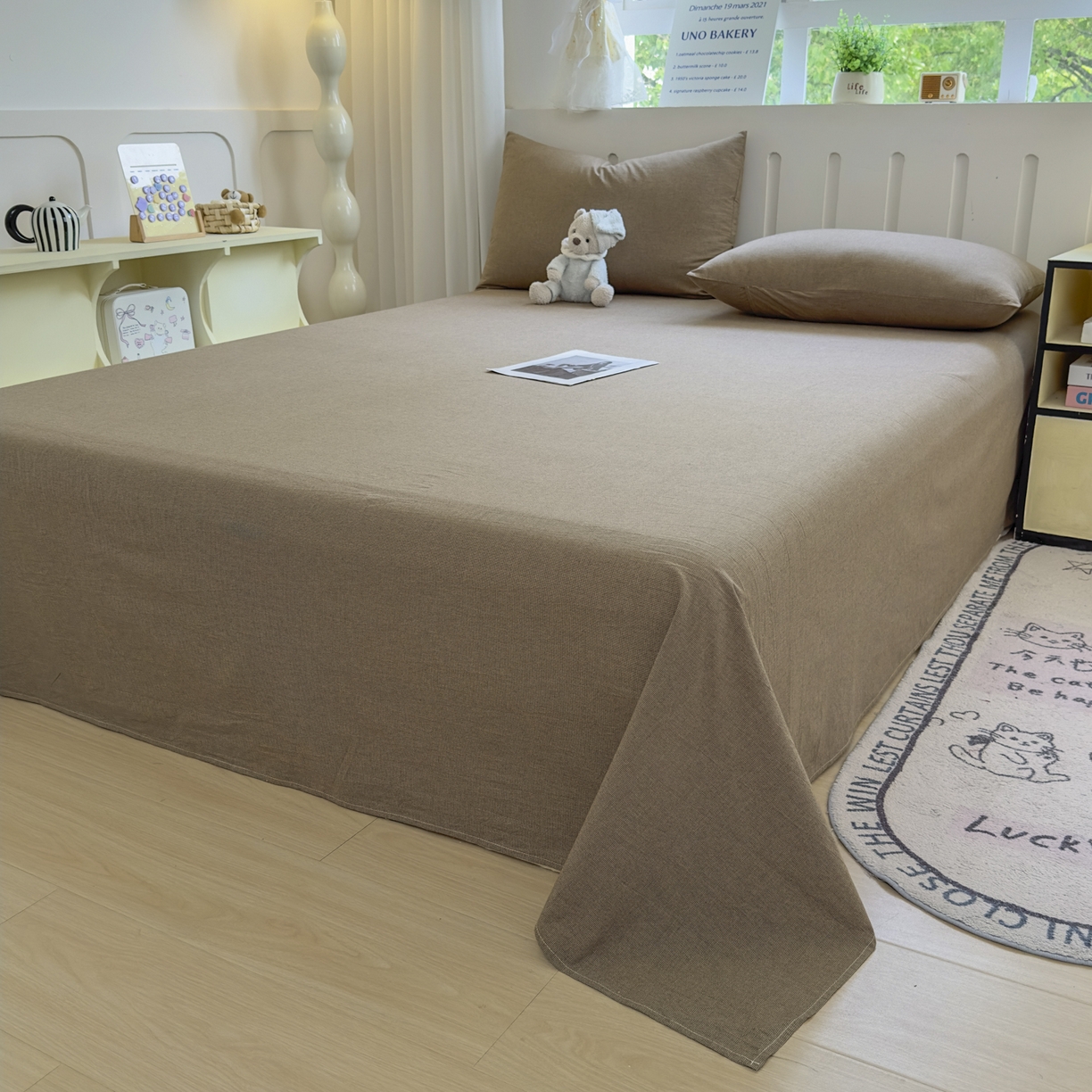 91家纺网 家纺一手货源 找家纺 宜家坊 2025新款A类全棉色织水洗棉被套单件纯棉格子纯色学生宿舍被罩定制定做 沐风-米咖