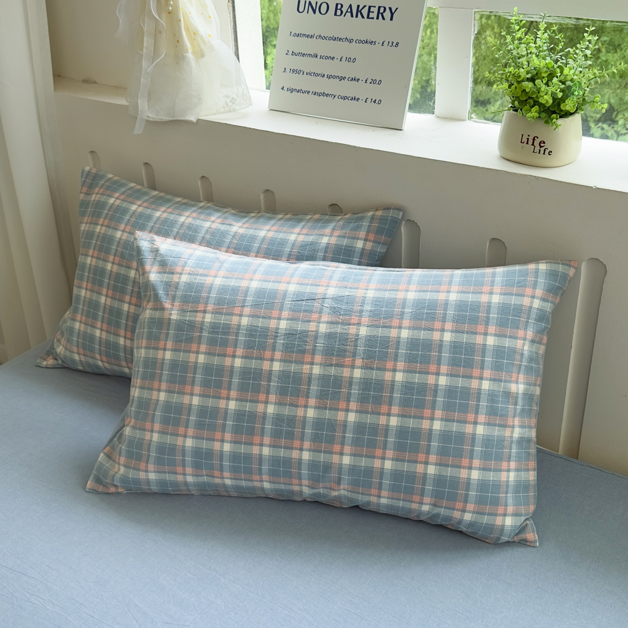 91家纺网 家纺一手货源 找家纺 宜家坊 2025新款A类全棉色织水洗棉被套单件纯棉格子纯色学生宿舍被罩定制定做 映像格-蓝