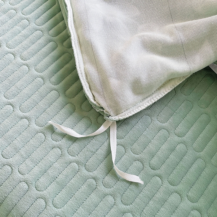 91家纺网 家纺一手货源 找家纺 梦之星 2025新款牛奶绒雕花床盖款床单款四件套 繁花-绿