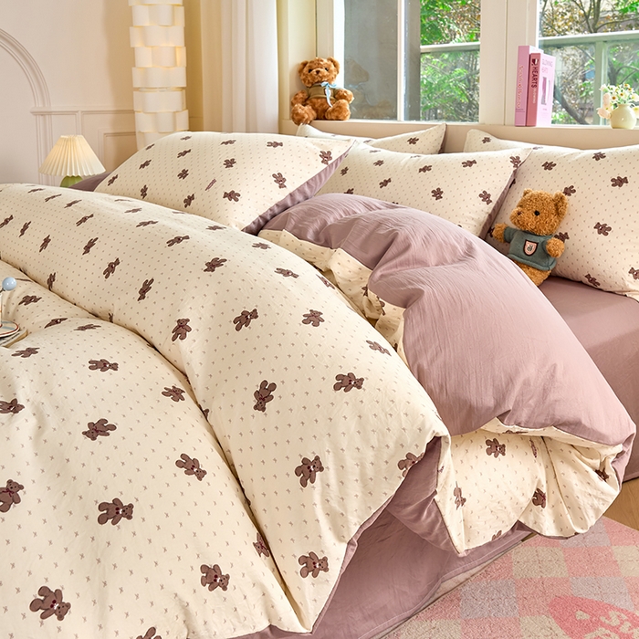 91家纺网 家纺一手货源 找家纺 （总）卢赛尔 2025新款水洗珍珠印花四件套