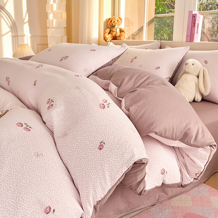 91家纺网 家纺一手货源 找家纺 （总）卢赛尔 2025新款水洗珍珠印花四件套