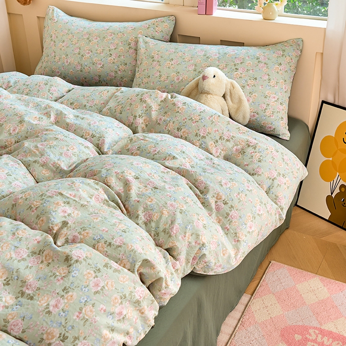 91家纺网 家纺一手货源 找家纺 卢赛尔 2025新款水洗珍珠印花四件套 千姿