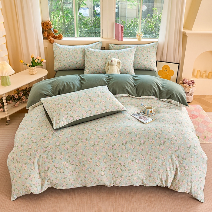 91家纺网 家纺一手货源 找家纺 卢赛尔 2025新款水洗珍珠印花四件套 千姿