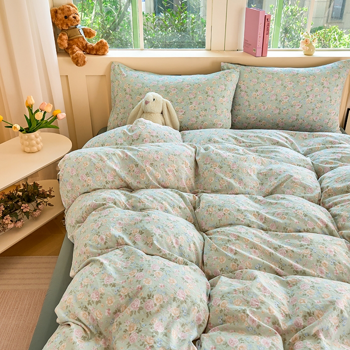 91家纺网 家纺一手货源 找家纺 卢赛尔 2025新款水洗珍珠印花四件套 千姿