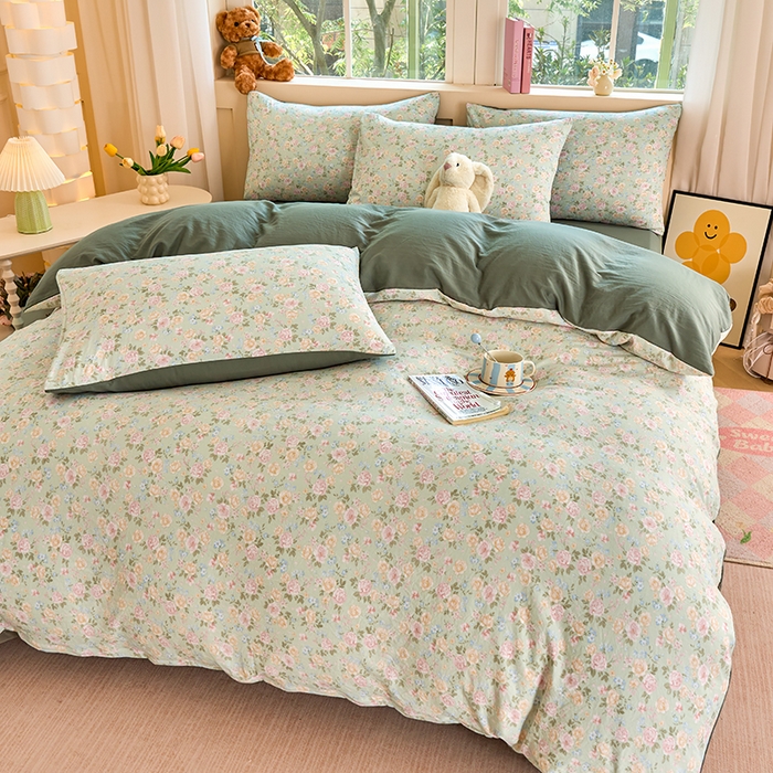 91家纺网 家纺一手货源 找家纺 卢赛尔 2025新款水洗珍珠印花四件套 千姿