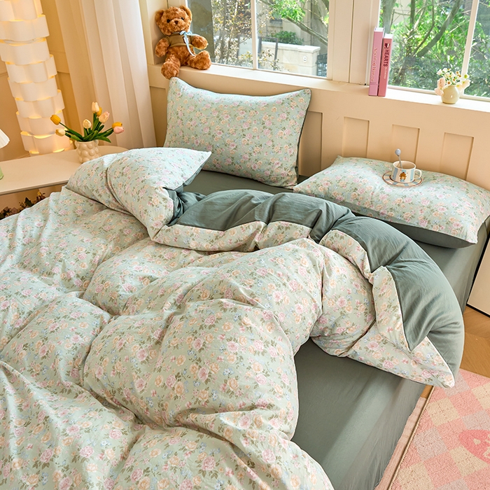 91家纺网 家纺一手货源 找家纺 卢赛尔 2025新款水洗珍珠印花四件套 千姿