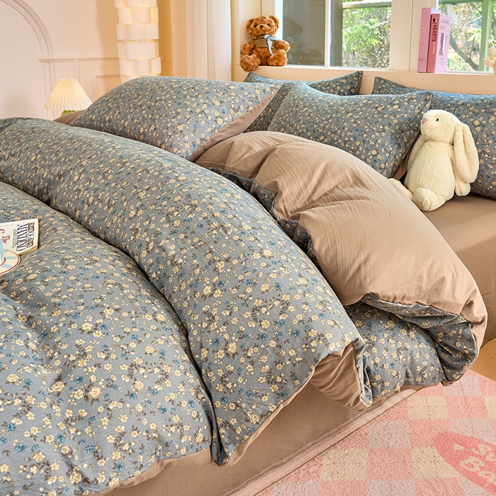 卢赛尔 2025新款水洗珍珠印花四件套 秋草-灰