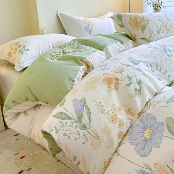 91家纺网 家纺一手货源 找家纺 （总）绵庭家纺 2025新款田园花卉全棉纯棉印花四件套