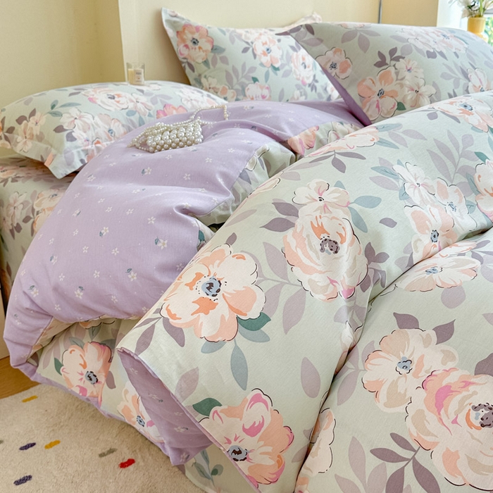 91家纺网 家纺一手货源 找家纺 （总）绵庭家纺 2025新款田园花卉全棉纯棉印花四件套