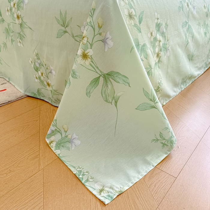 91家纺网 家纺一手货源 找家纺 绵庭家纺 2025新款田园花卉全棉纯棉印花四件套 东方绿叶