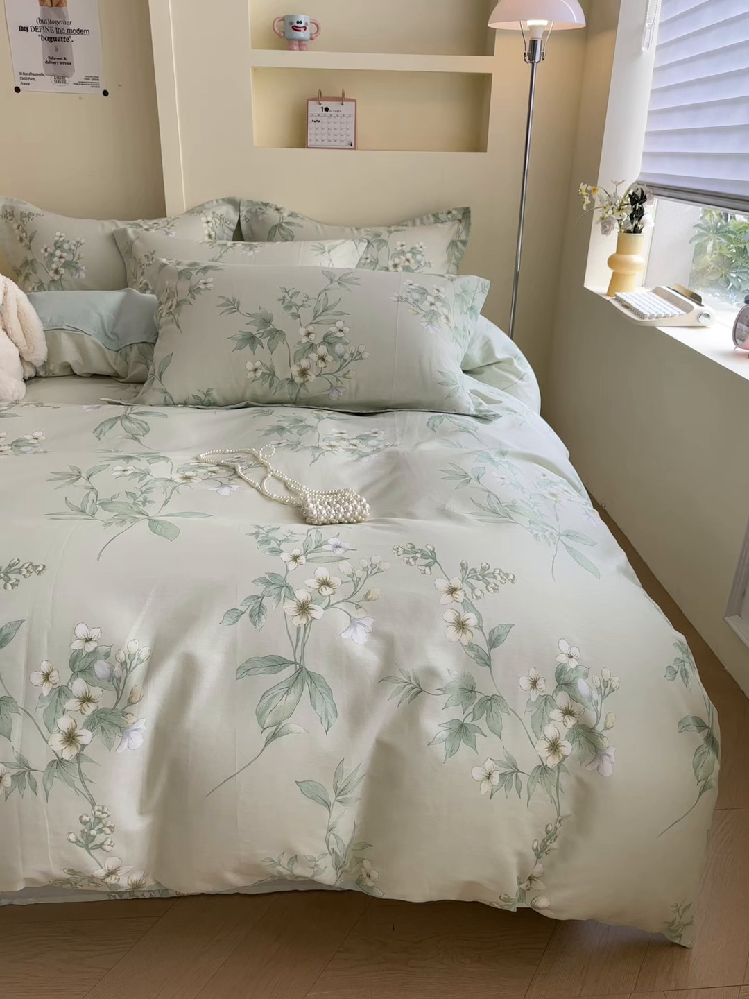 91家纺网 家纺一手货源 找家纺 绵庭家纺 2025新款田园花卉全棉纯棉印花四件套 东方绿叶