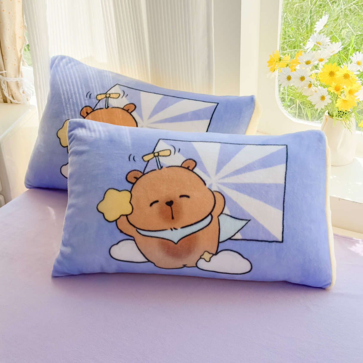 91家纺网 家纺一手货源 找家纺 浩诚 2025新款高克重原创设计牛奶绒大版卡通四件套第2批 调皮巴拉