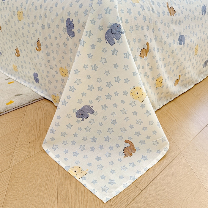 91家纺网 家纺一手货源 找家纺 绵庭家纺 2025新款田园花卉全棉纯棉印花四件套 蓝星动物园