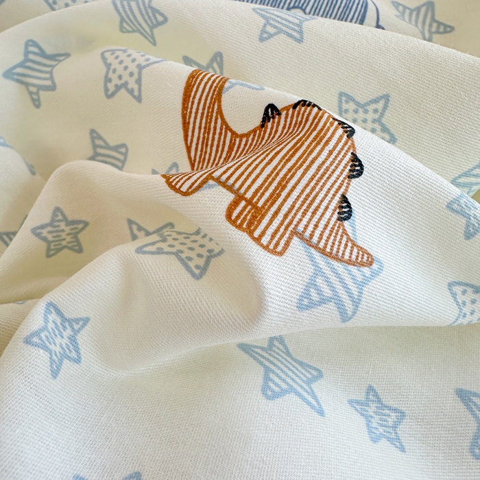 91家纺网 家纺一手货源 找家纺 绵庭家纺 2025新款田园花卉全棉纯棉印花四件套 蓝星动物园