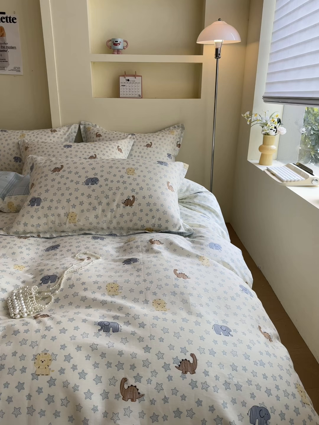 91家纺网 家纺一手货源 找家纺 绵庭家纺 2025新款田园花卉全棉纯棉印花四件套 蓝星动物园