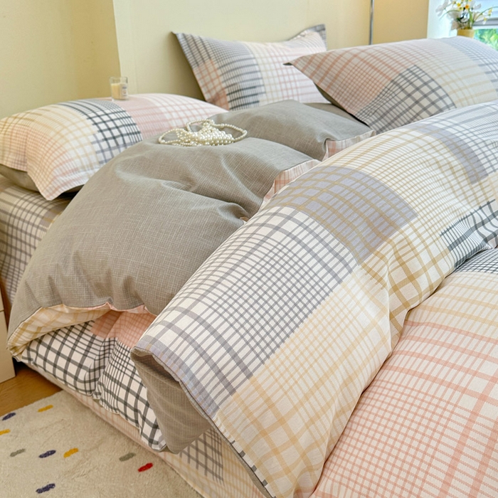 绵庭家纺 2025新款田园花卉全棉纯棉印花四件套 奶盖格