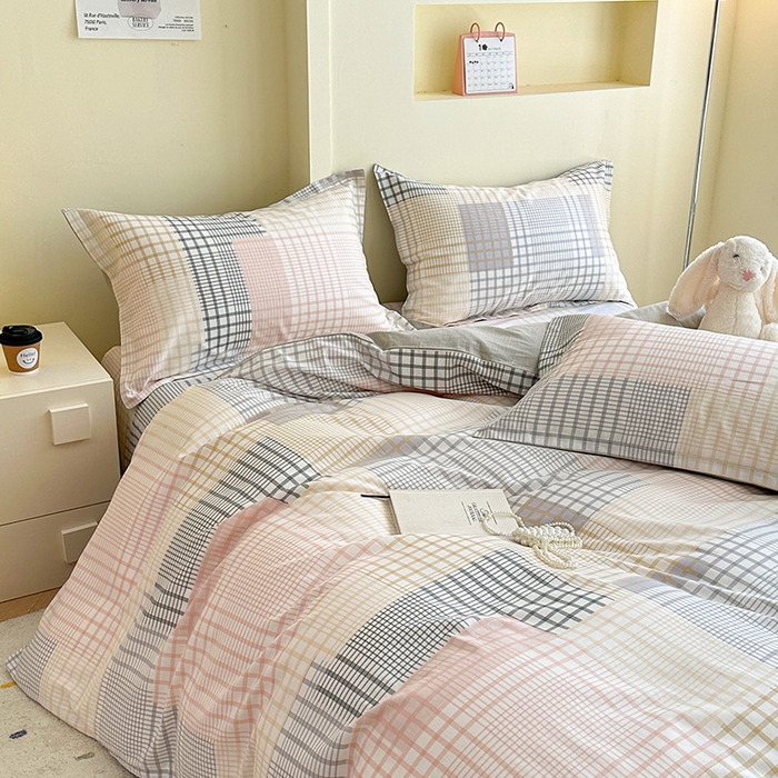 91家纺网 家纺一手货源 找家纺 绵庭家纺 2025新款田园花卉全棉纯棉印花四件套 奶盖格