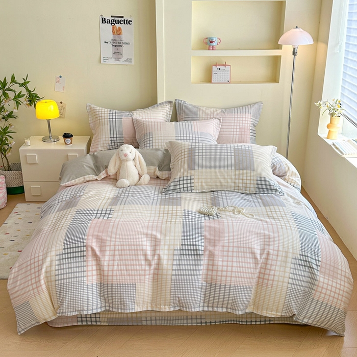 91家纺网 家纺一手货源 找家纺 绵庭家纺 2025新款田园花卉全棉纯棉印花四件套 奶盖格