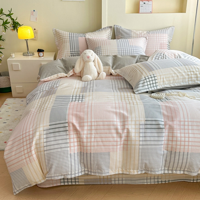 91家纺网 家纺一手货源 找家纺 绵庭家纺 2025新款田园花卉全棉纯棉印花四件套 奶盖格